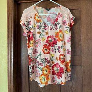 Pink Floral Lace Top